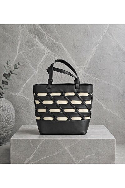 NUR KARACA B37140 Women's Hand and Shoulder Bag Leather Straw-Like Look Styli...