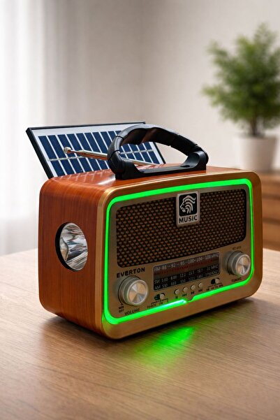 BLOMSTER Everton Rt-653 Nostaljik LED Işıklı Bluethoot Radyo Müzik Çalar FM /...