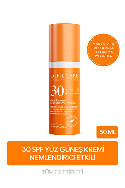 Defel Care SPF30 Yüz Güneş Kremi 50ml | Kolajen & Nemlendirici Etki
