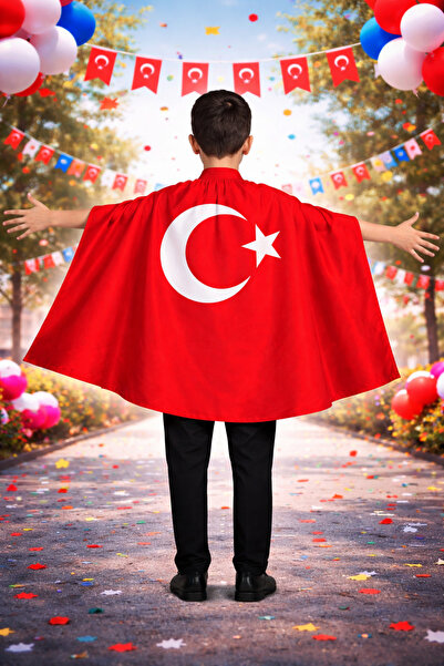 HER ŞEY NOTA www.herseynota.com Παιδική κάπα με σχέδιο κόκκινης τουρκικής σημ...