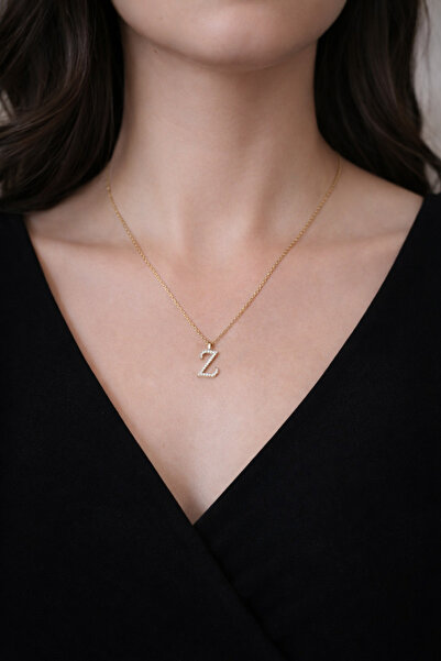 Nefi Jewelry Z HARFLİ TAŞLI GOLD KOLYE