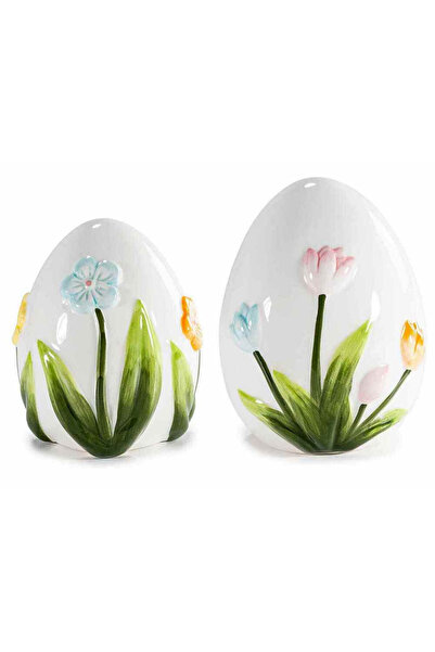 Decorer Σετ 2 Πολύχρωμα Πασχαλινά Αυγά από Πορσελάνη Ø 9 εκ. x 11.5 ύψος