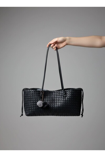 NUR KARACA B37113 Shoulder Bag Large Size Knitted Patterned Daily Stylish Bag...