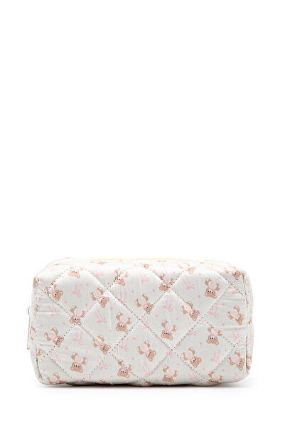 minebag ZC263 Υφασμάτινη γυναικεία τσάντα μακιγιάζ με φιόγκο αρκουδάκι