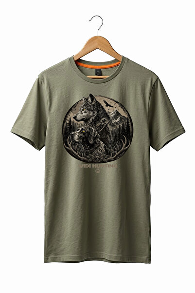 WİDİ Tricou cu tematică Hunting Wolf și Hunting Dog, 100% bumbac, cu croială ...