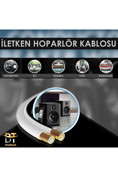 BekaTronik 2x0.75 Elektrik Hoparlör Kordon Kablosu 100 Metre Beyaz