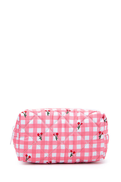 minebag ZC263 Υφασμάτινη Γυναικεία Τσάντα Μακιγιάζ Cherry καρό