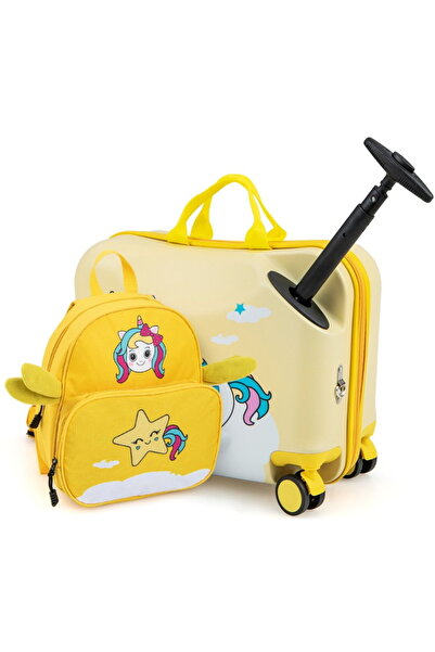 COSTWAY Valiză + rucsac pentru copii BN 10003 HS (Galben)