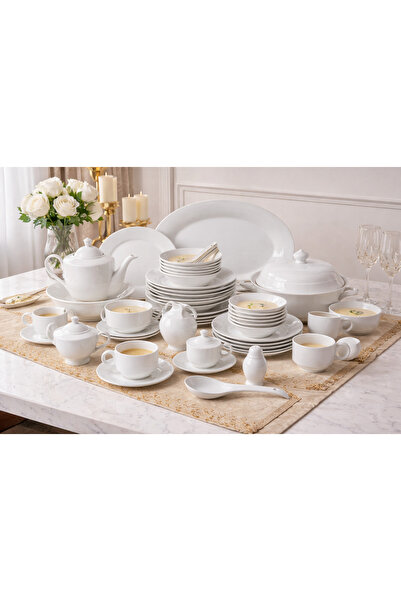Dania ✨   Luxury Porcelain Dinnerware Set 65 Piece - White Elegance for Every...