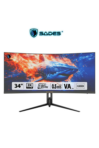 Sades GL-Shark SA-C01Q34, 34" QHD, 180Hz, 0.5ms, HDMI 2.1, VA Curved Gaming M...