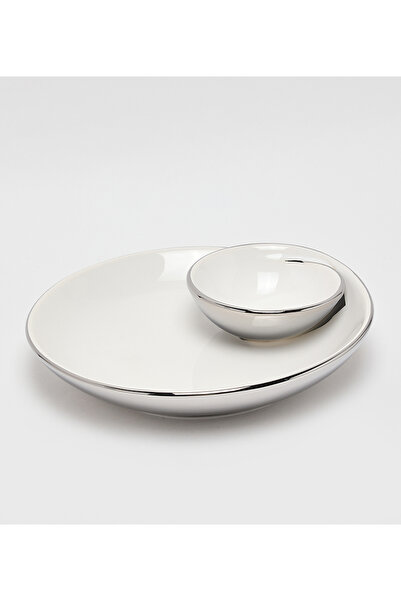 Sur La Table Porcelain 29x3cm White/Silver Snack Bowls