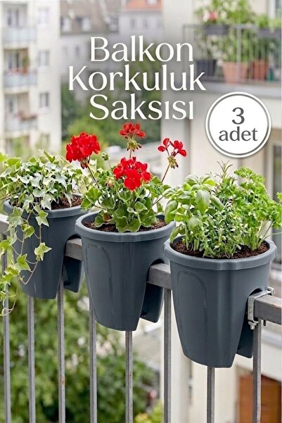 EFFE HOME Dekoratif Balkon Korkuluk Saksısı Oval 3 Adet