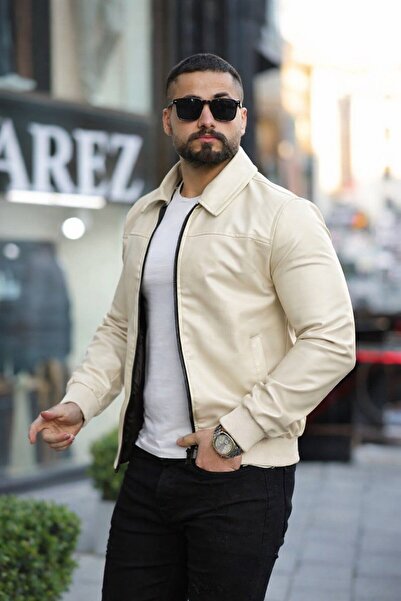 LUMAST Δερμάτινο μπουφάν υψηλής ποιότητας με γιακά από ριμπάναλ