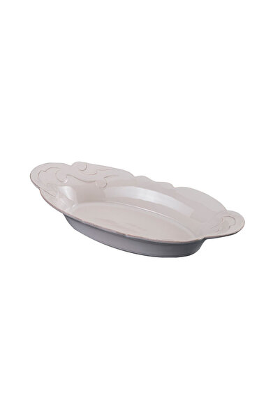 Paşabahçe White Arabesque Ceramic Oval Oven Dish 40 cm - 1 Piece