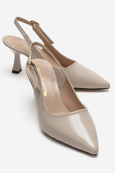 CCWAY AYAKKABI Γυναικεία παπούτσια με διπλή πόρπη και μυτερό τακούνι. ΜΠΕΖ ΣΚ...