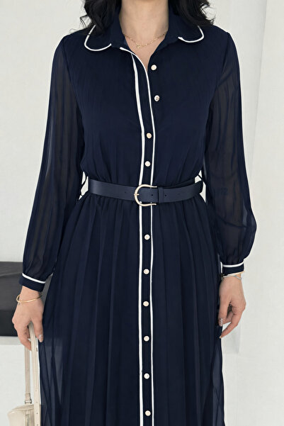 Noi Belis Υφαντό φόρεμα με πλισέ ζώνη σε μέγεθος Maxi SS26EL0014