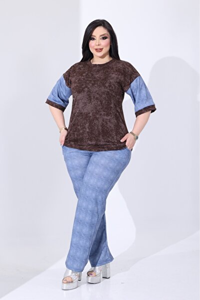 BONİTA FASHİON Plus Size Stone Printed Batik Pattern Cotton Fabric Tunic and ...