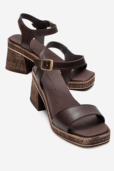 CCWAY AYAKKABI Γυναικεία πέδιλα με μονό τακούνι ΚΑΦΕ