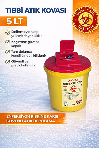 Aile Hekimi Formları Tıbbi Atık Kovası 5 LT Medikal Klinik