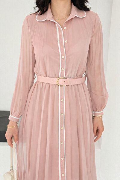 Noi Belis Υφαντό φόρεμα με πλισέ ζώνη σε μέγεθος Maxi SS26EL0014