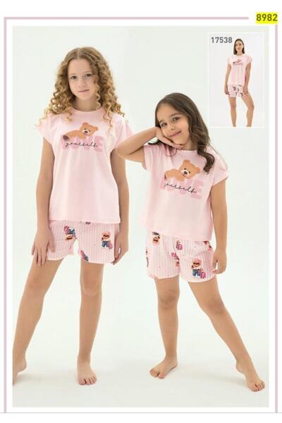 ZEYZEY 8982 Pink Love Teddy Bear Shorts Set'Mother-Daughter Combination Can B...