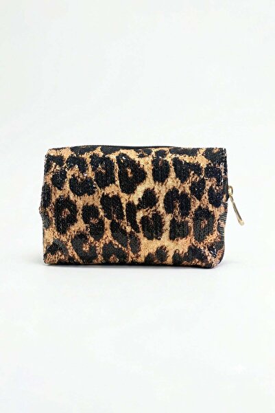 Fulla Moda Τσάντα μακιγιάζ με πούλιες με σχέδιο λεοπάρ