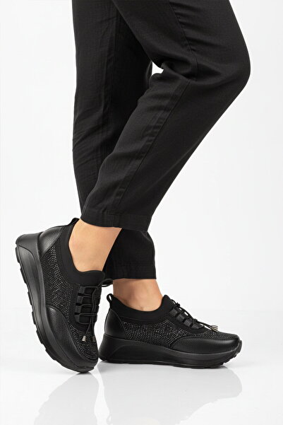 AYK'S Black Ankle Elastic Lightweight Women's Casual Shoes 1709 Z