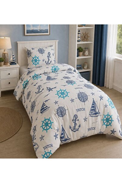DENİZLİ ÇEYİZ Single Fitted Sheet Duvet Cover Set Sailor