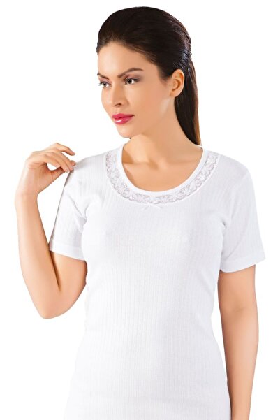 LÜXDRM Women's 100% Cotton Short Sleeve Lace Collar 2-Piece Camisole Undershi...