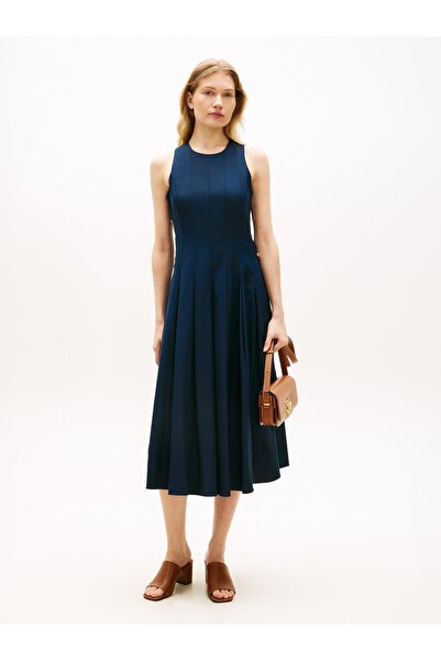 Tommy Hilfiger LINEN BLEND HOURGLASS MIDI DRS