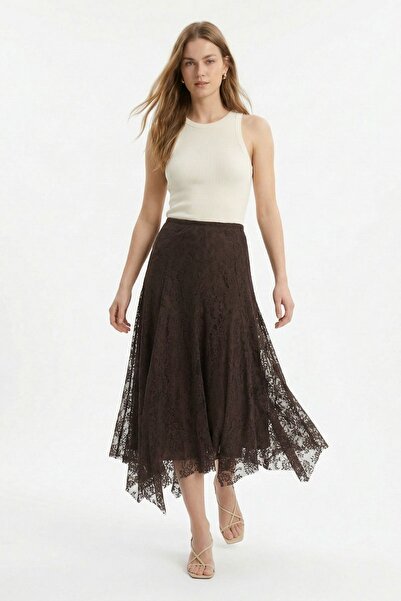 Rays Καφέ φούστα με σχέδιο φλοκ 8455A