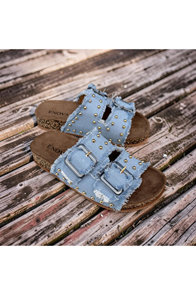 Enova Women's Double Buckle Washable Fabric Light Sole Slippers