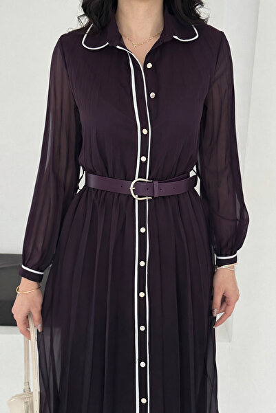 Noi Belis Υφαντό φόρεμα με πλισέ ζώνη σε μέγεθος Maxi SS26EL0014