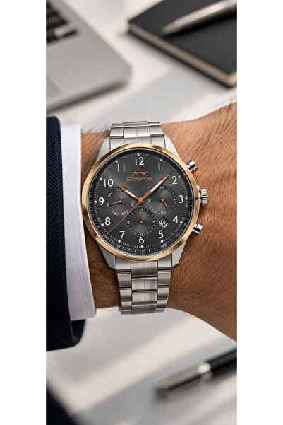 Slazenger Men's Wristwatch Stylish Metallic Dial Stainless Steel Band Steel C...