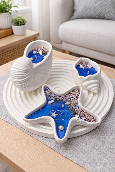 Deep Blue Ritual Candle Set – Sea Breezy Decorative Set of 4