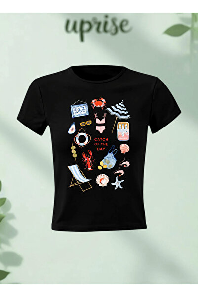 Vordevia Μπλουζάκι με στάμπα Beach Vibe Catch Of The Day από βαμβάκι και λύκρ...