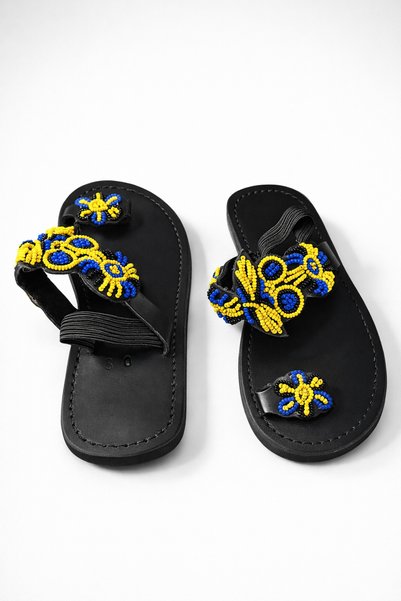Desert & nile artistry African Kids Beaded Leather Sandals
