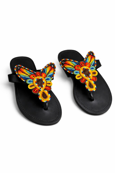 Desert & nile artistry African Kids Beaded Leather Sandals