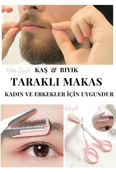 TATA CRAFT 2 Adet Taraklı KAŞ & BIYIK KESME ŞEKİLLENDİRME MAKASI KADIN ERKEK ...