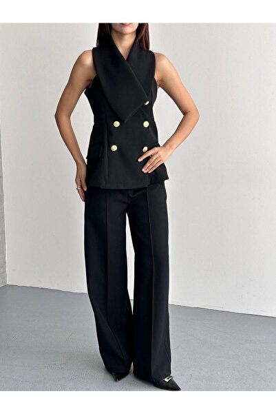 Ekim Store Σετ διπλού μπλέιζερ με χρυσά κουμπιά