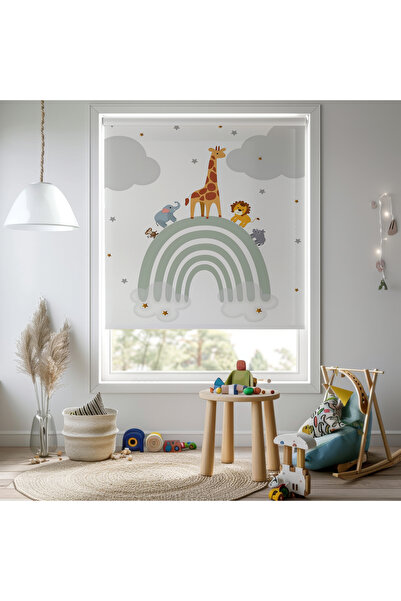 Home Kız ve Erkek Odası - Sevimli Safari Hayvanları Desenli Çocuk Odası Stor ...