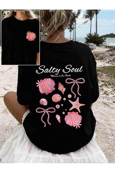MOONBULL Women's Salty Soul Back Printed Oversize T-Shirt