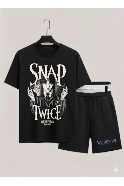 MAGORS Wednesday Addams Printed 100% Cotton Crewneck Children's T-Shirt-Short...