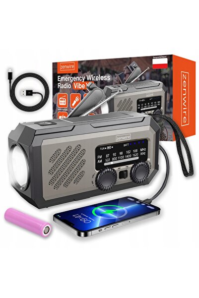 zenwire Mini portable solar radio for construction emergencies with crank bat...