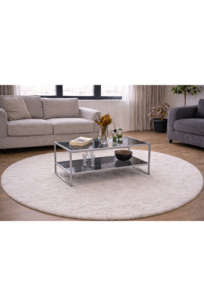 Home Lizbon Orta Sehpa açık Gri Metal Füme Cam