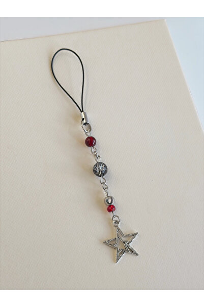 WhimsyWhite Star Phone Charm – Y2K Gothic Style Burgundy Detailed Phone Strap...