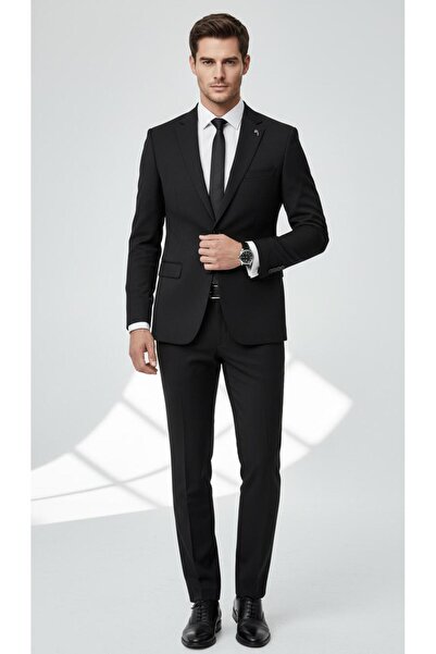 Plus Scorpion Ανδρικό κοστούμι με λεπτή εφαρμογή και μικρο-σχέδια, με 2 κουμπ...