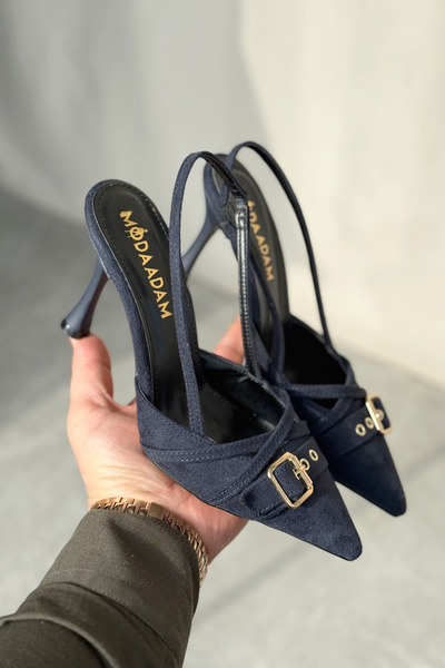 GOFFSHOES Γυναικεία παπούτσια Wille με λεπτό τακούνι - Μπλε ναυτικό-Σουέντ