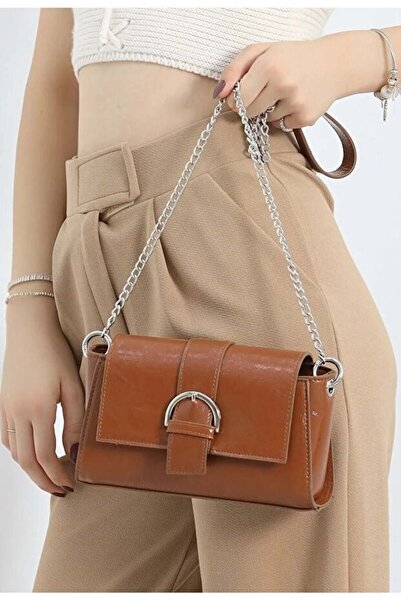 LOVELYSTORE Γυναικεία τσάντα ώμου με δερμάτινη αγκράφα και λεπτομερή αλυσίδα ...