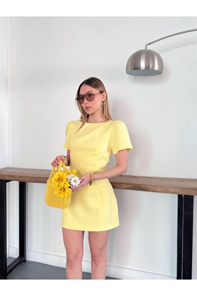 Ekim Store Μίνι φόρεμα με πλισέ μανίκια μπαλόνι στους ώμους